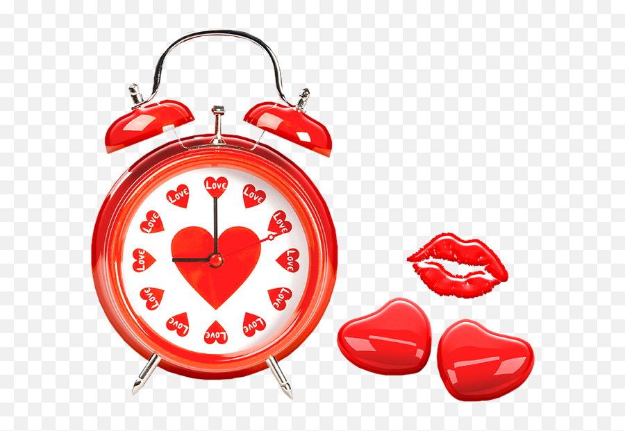 Alarm Clock Hearts Lips - Love O Clock Emoji,Emotion 'alarm Clock' Communication