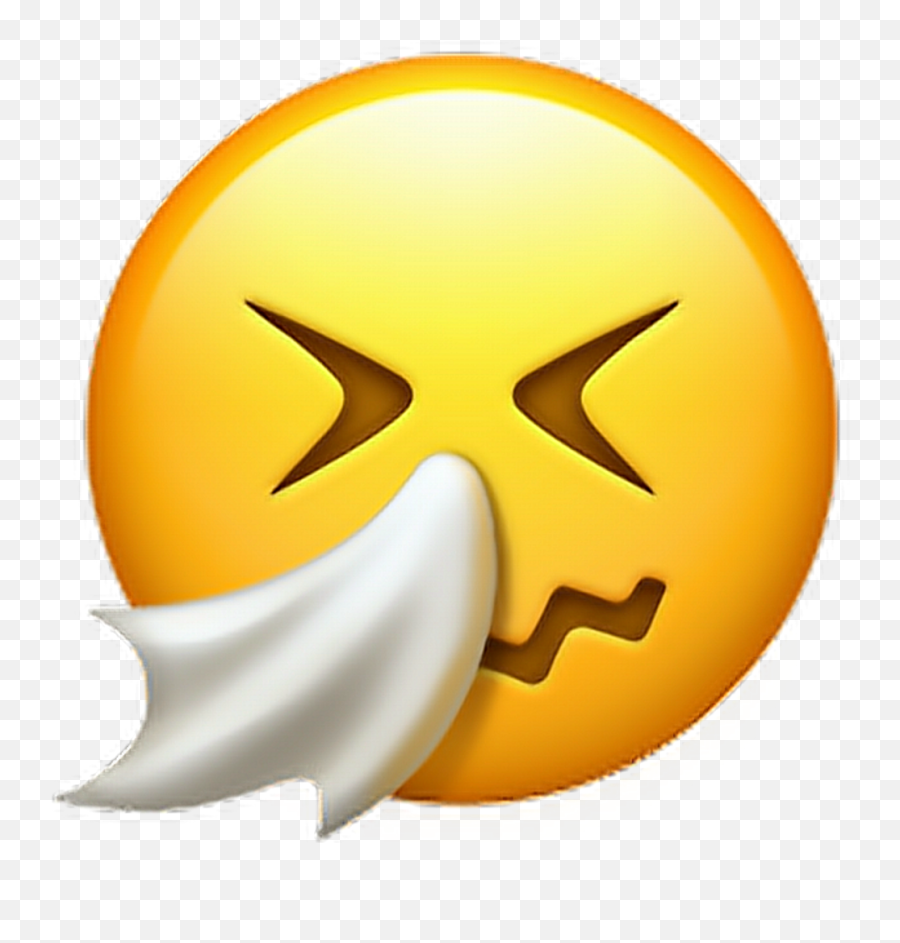 Face Sneezing Emoji Sticker - Blowing Nose Emoji Png,Sneezing Emoji