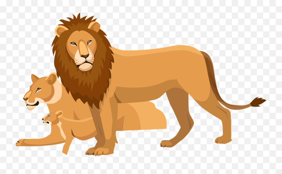 Lion Family Clipart Free Download Transparent Png Creazilla - Lions Png Cartoon Emoji,Lion Emoji Png