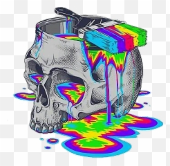 Skull Trippy Paint Rainbow Sticker By Alissa Denae Emoji,Trippy Emoji Background