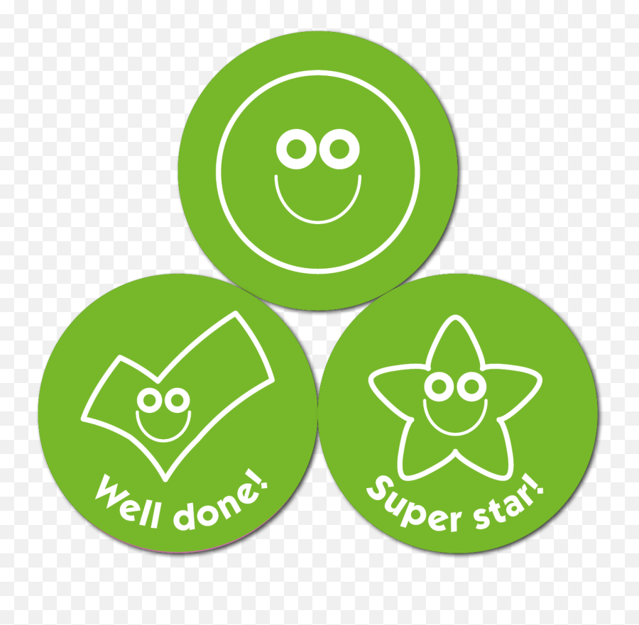 Budget Stickers - Green Smileys And Ticks 38mm Happy Emoji,Green Emoticon