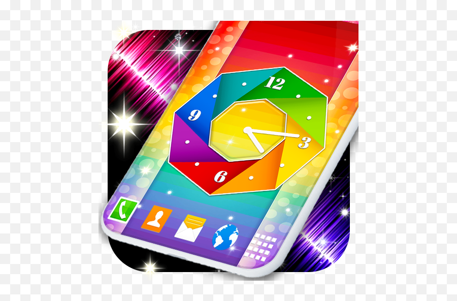 Rainbow Clock Wallpapers Hd Live Wallpaper 670 Download - Smartphone Emoji,Emoji On Android 4.4