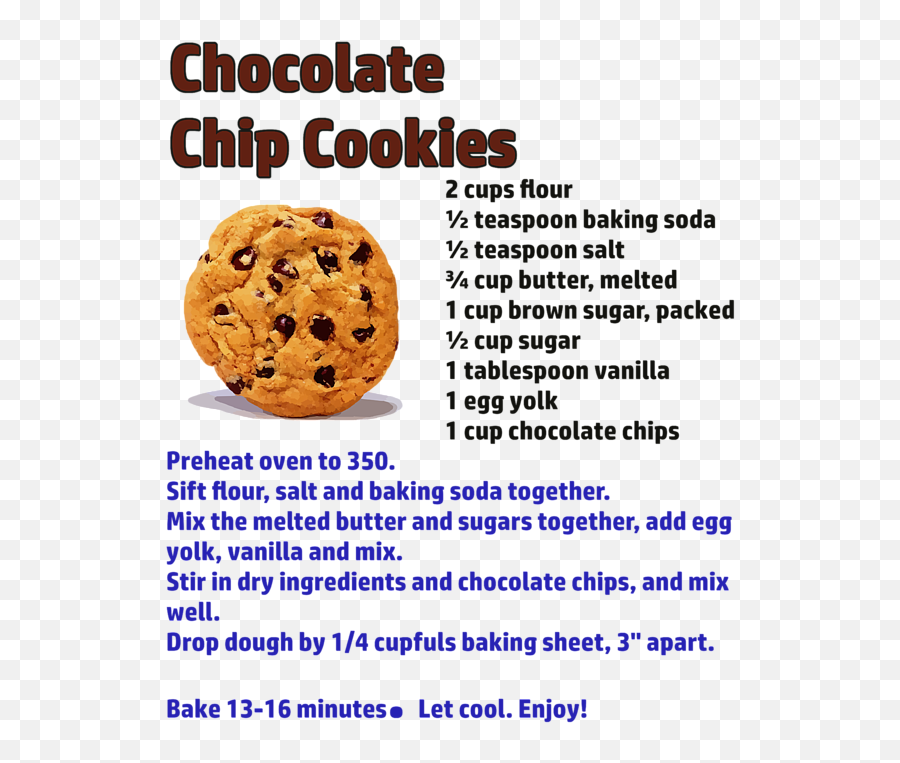 Chocolate Chip Cookies Recipe Tote Bag - Design Emoji,Emoticon Cookie Mix