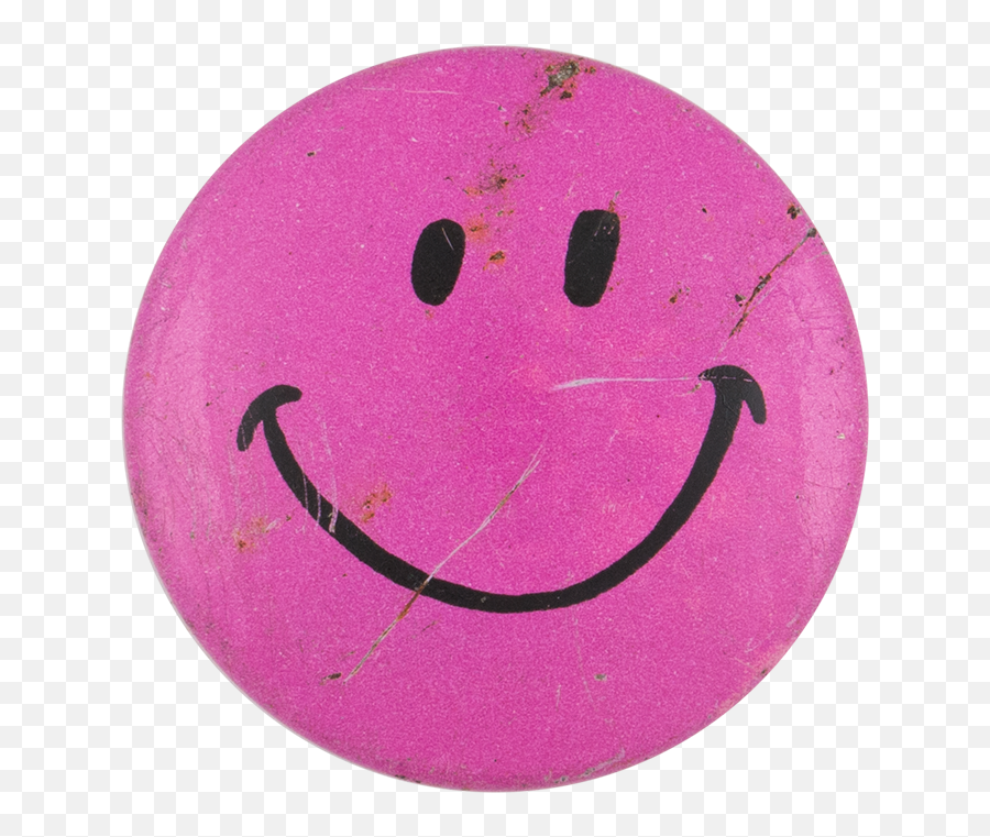 Pink Smiley One Busy Beaver Button Museum - Happy Emoji,Pained Smile Text Emoticon