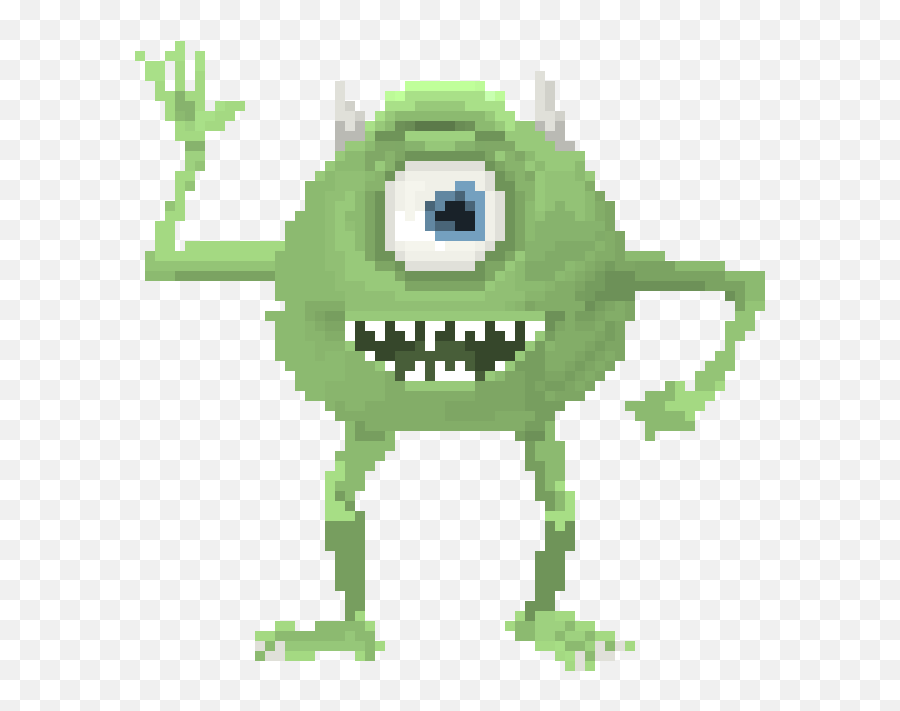 Pixel Art Gallery - Fictional Character Emoji,Mike Wazowski Kawaii Emoticon