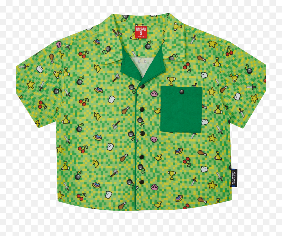 Pixel Party Game Set - Green Color Saifah Bhayu Short Sleeve Emoji,Emoji Jumpsuit