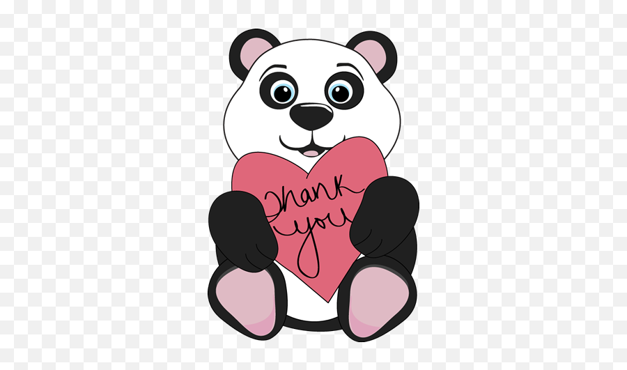 Thank You Panda Bear Holding A Heart - Clipart Thank You Cute Emoji,Panda Bear Emoji