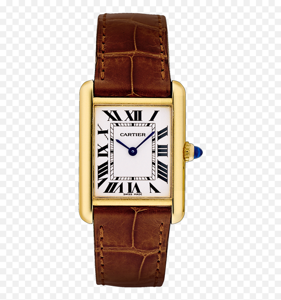 Cartier Tank Louis Cartier Small 18k Yellow Gold U0026 Leather Watch - Cartier Tank Solo Emoji,Victorinox Emoji Swiss Army Classic Sd