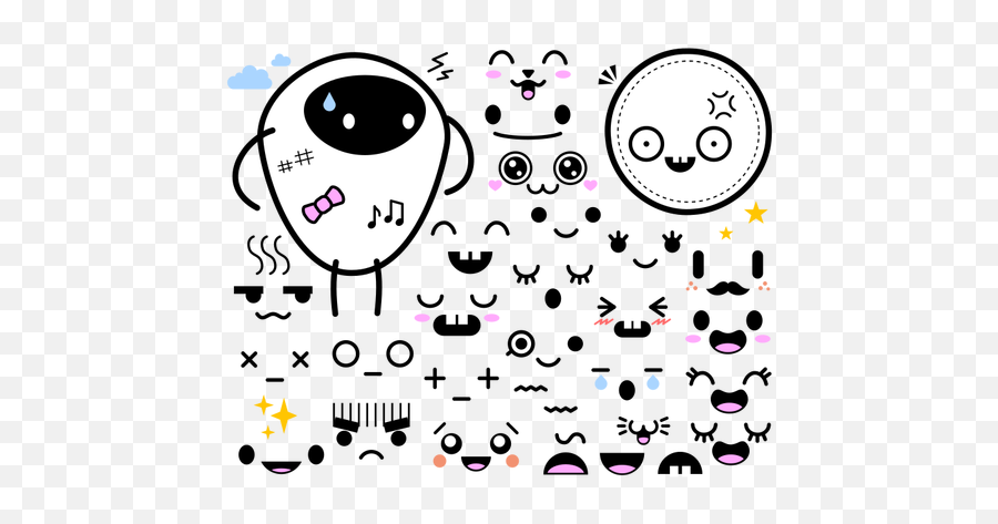 Japanese Style Cute Faces Selection Public Domain Vectors Emoji,Clipart Multi Emotions Face