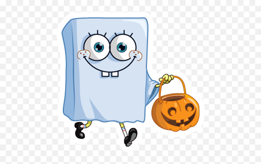 Halloween Spongebob Ghost - Sticker Mania Emoji,Spongebob Bird Emoticon