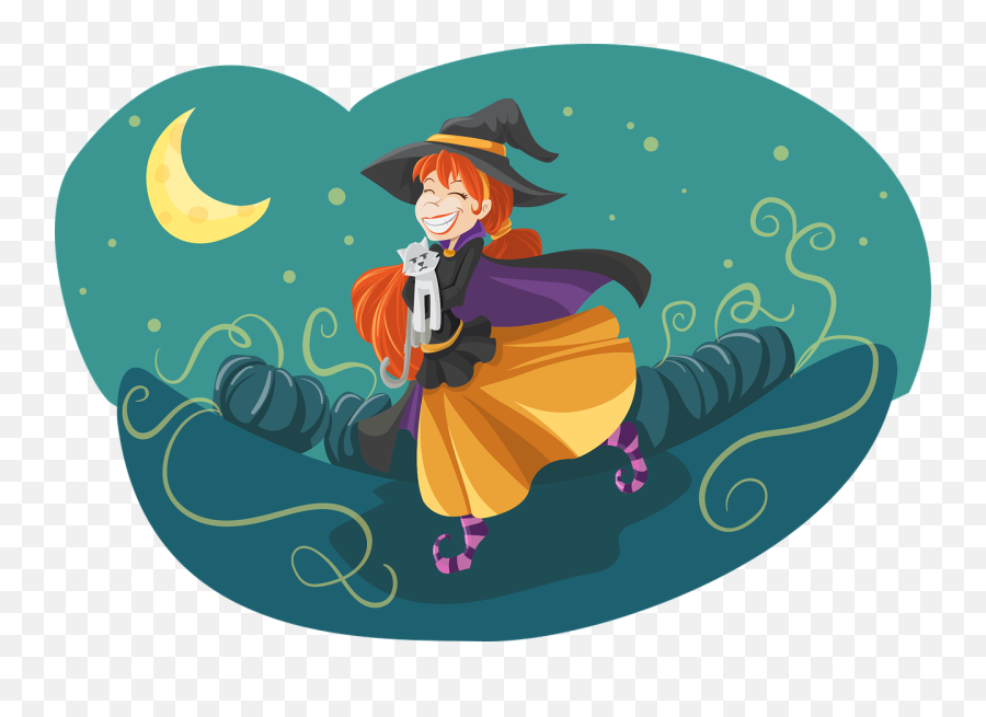Free Positive Yoga Vectors - Cute Little Witch Cartoon Emoji,Witch Emoji