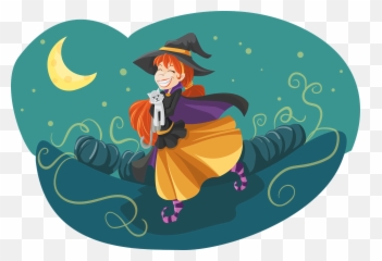 Free Positive Yoga Vectors - Cute Little Witch Cartoon Emoji,Witch Emoji