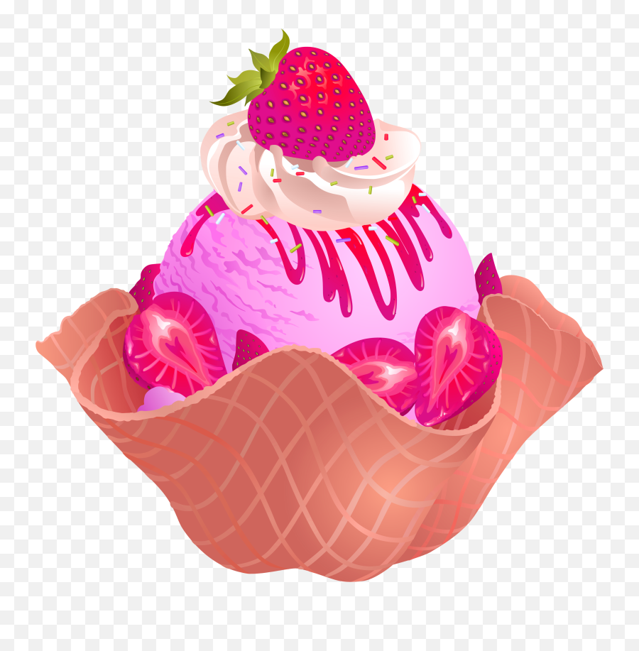 Icecream Cream Yum Sunday Sticker By Picsart - Ice Cream Strawberry Vector Emoji,Emoji Ice Cream Sundae