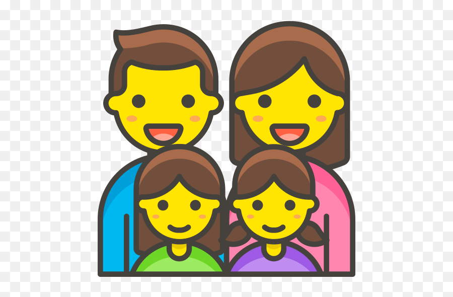 Family Man Woman Girl Girl Free - Cartoon Person With Hand Raised Emoji,Woman Emoji