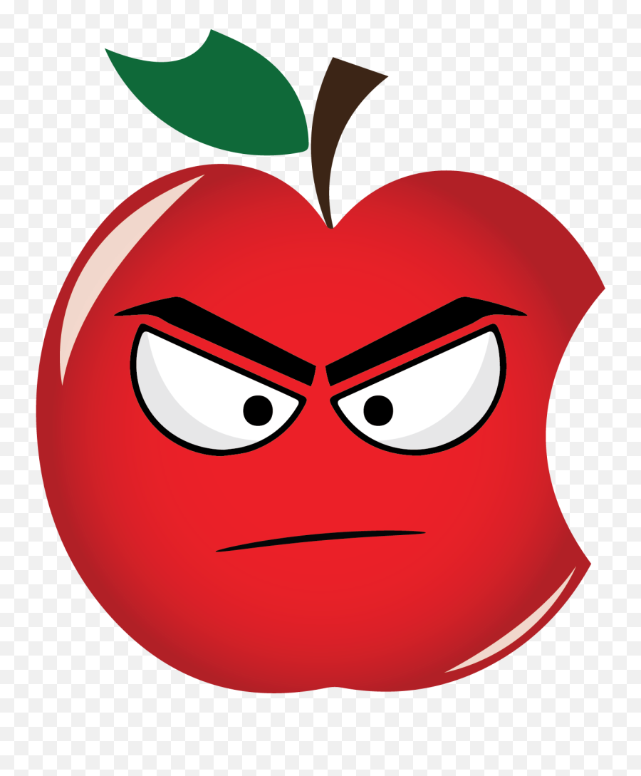 Angry Apple Clipart - Angry Apple Emoji,Apple Emojis Grey Bird
