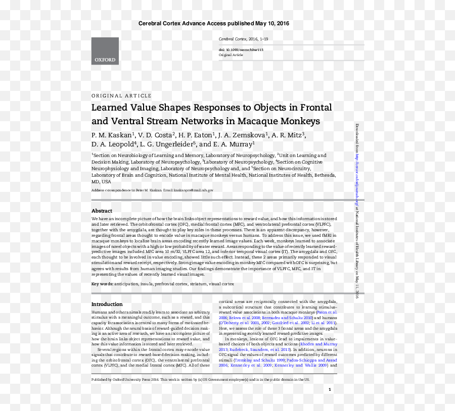 Pdf Learned Value Shapes Responses To Objects In Frontal - Document Emoji,Glenn Forman Emotion Code