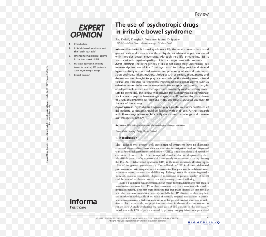 Pdf The Use Of Psychotropic Drugs In Irritable Bowel - Vitro Cell Studies For Permeability And Metabolism Emoji,Neurosensory Processing Mechanisms On Emotions