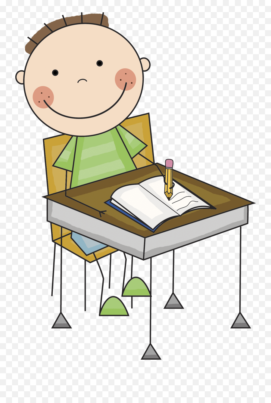 Children Writing Coloring Page - Clip Art Library Student At Desk Clipart Emoji,Writing And Emotion Kids