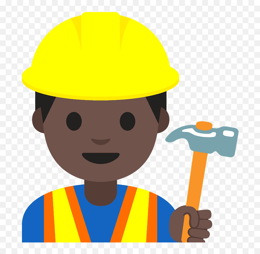 Construction Worker Dark Skin Tone Emoji - Dibujo De Una Mujer En Una Construcción,Grinning Vampire Emoticon