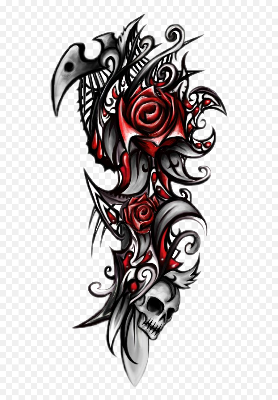 Roses Skull Tattoo Sticker By Taliafera - Roses Skulls Sleeve Tattoos And Tribal With Skulls Emoji,Using Emojis Add Your Tattoo Instagram