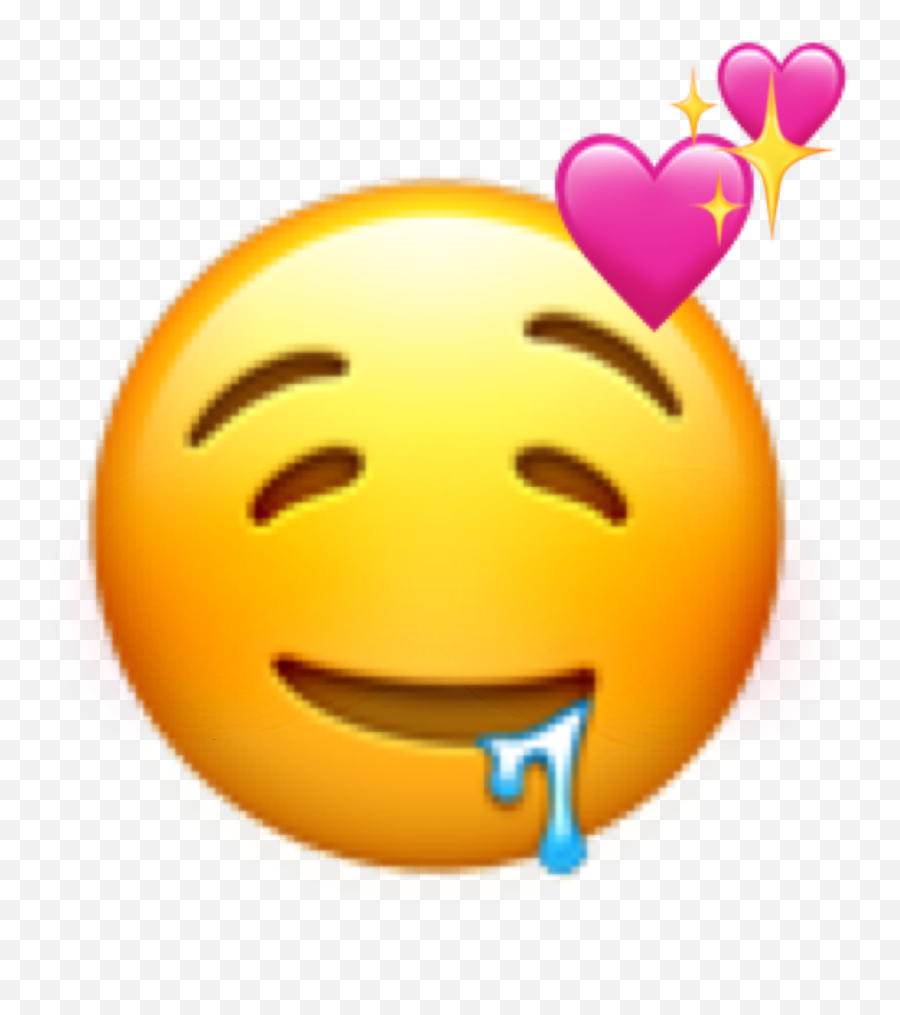 Drool Emoji Hearts Sticker - Transparent Drooling Face Emoji,Drool Emoji