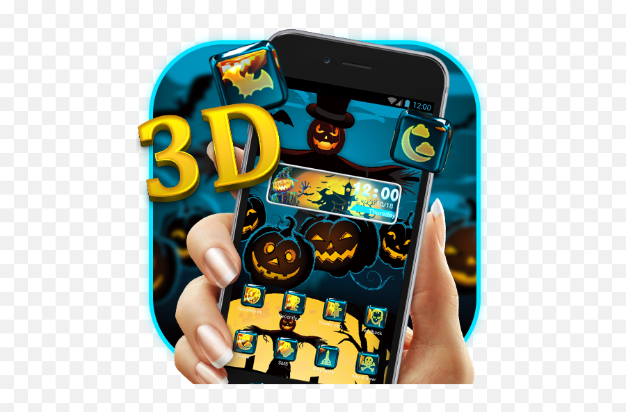 3d Blue Halloween Pumpkin Scarecrow Theme 10 Apk Download Emoji,Arrange Emojis Most Used S8