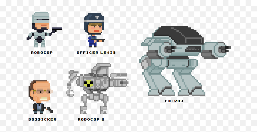 Download Hd Robocop 8 - Bit Pixel Art 8 Bit Ed 209 Emoji,What Made Robocop Have No Emotion