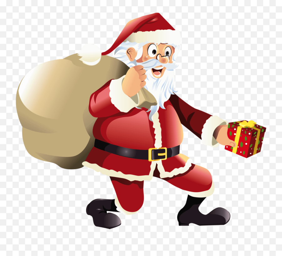 Santa Claus Happy To Give Gift Emoji,Santa Claus Emoji Png