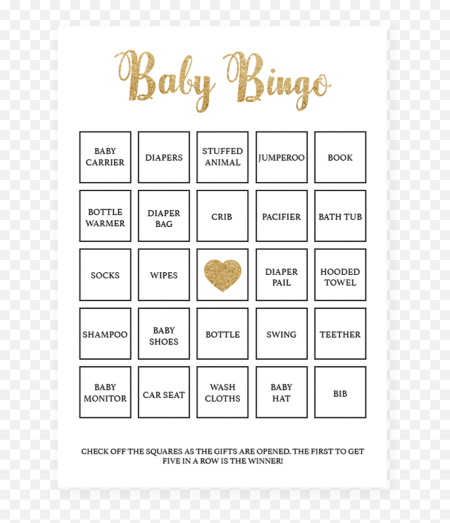 Printable Baby Shower Bingo Cards Gold Baby Bingo Gold - Baby Bingo Game Emoji,Bridal Emoji Pictionary Answer Key