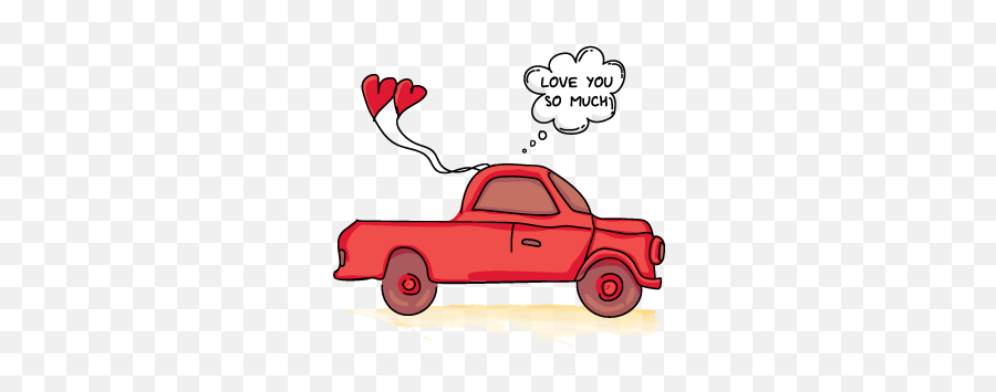 Hand Drawn Illustration Truck Car Love - Automotive Paint Emoji,Pickup Truck Emoticons