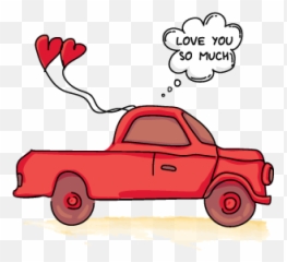 Hand Drawn Illustration Truck Car Love - Automotive Paint Emoji,Pickup Truck Emoticons