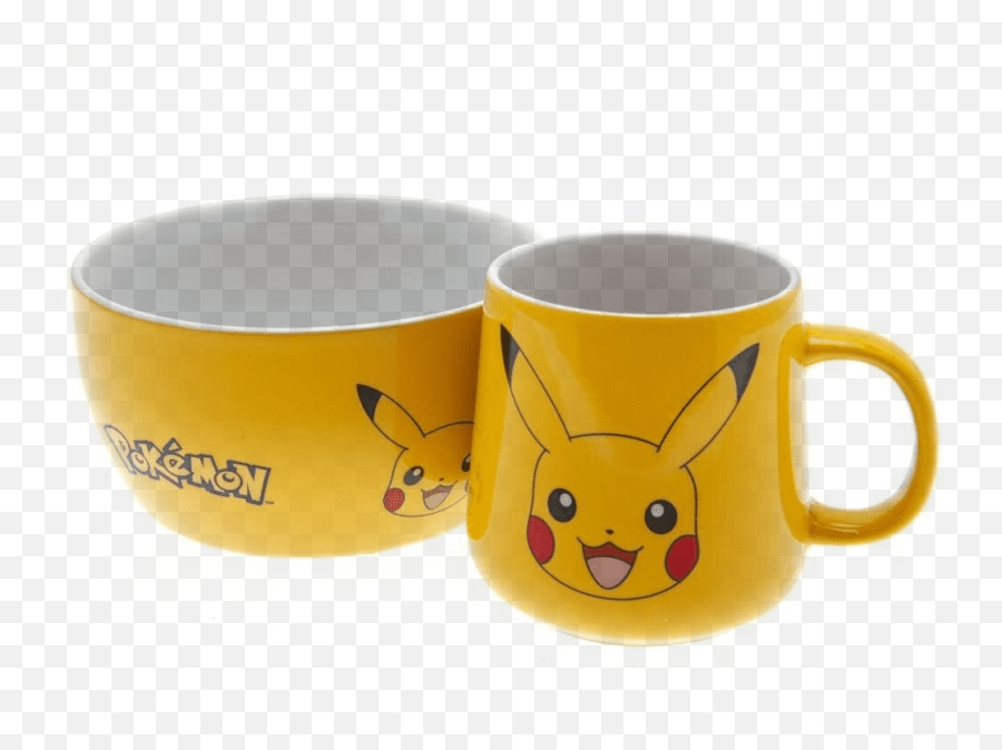 Pokemon Pikachu Breakfast Bowl U0026 Mug Set - Pikachu Mug And Bowl Emoji,Pikachu Emoticons