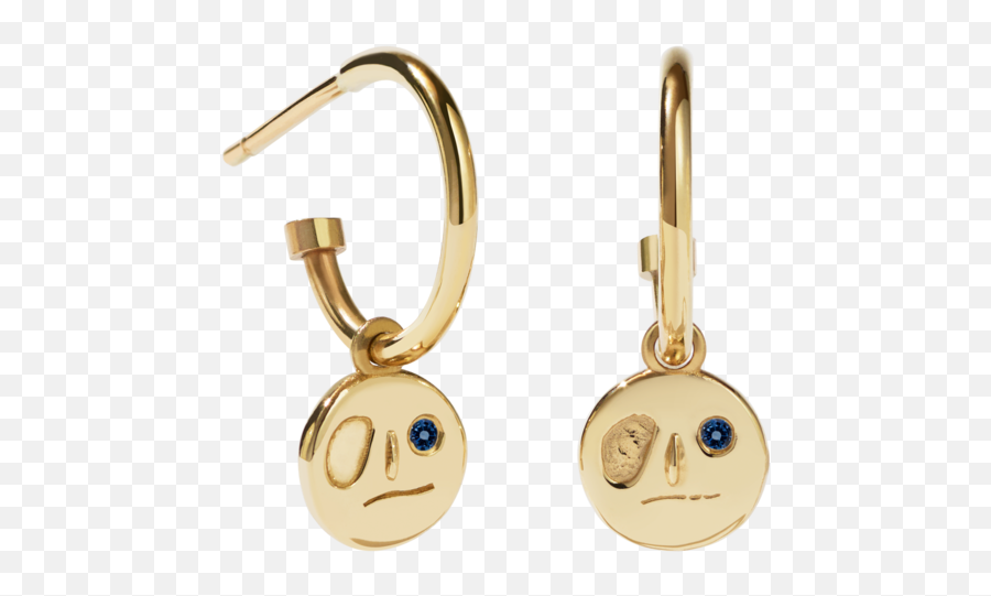 Miro Signature Hoops Gold Plated Emoji,Sapphire Emoticon