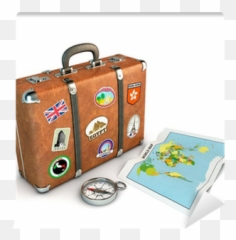 Travel Suitcase With Compass And World Map Wall Mural U2022 Pixers - We Live To Change Emoji,Suitcase Emoticon