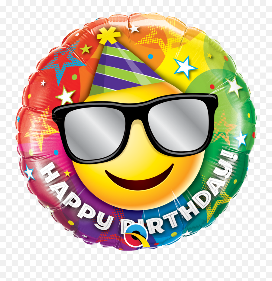 18 Inch Foil Balloon - Birthday Smiley With Weight Partyworldcyprus Happy Birthday Emoji Balloons,Facebook Balloon Emoticon