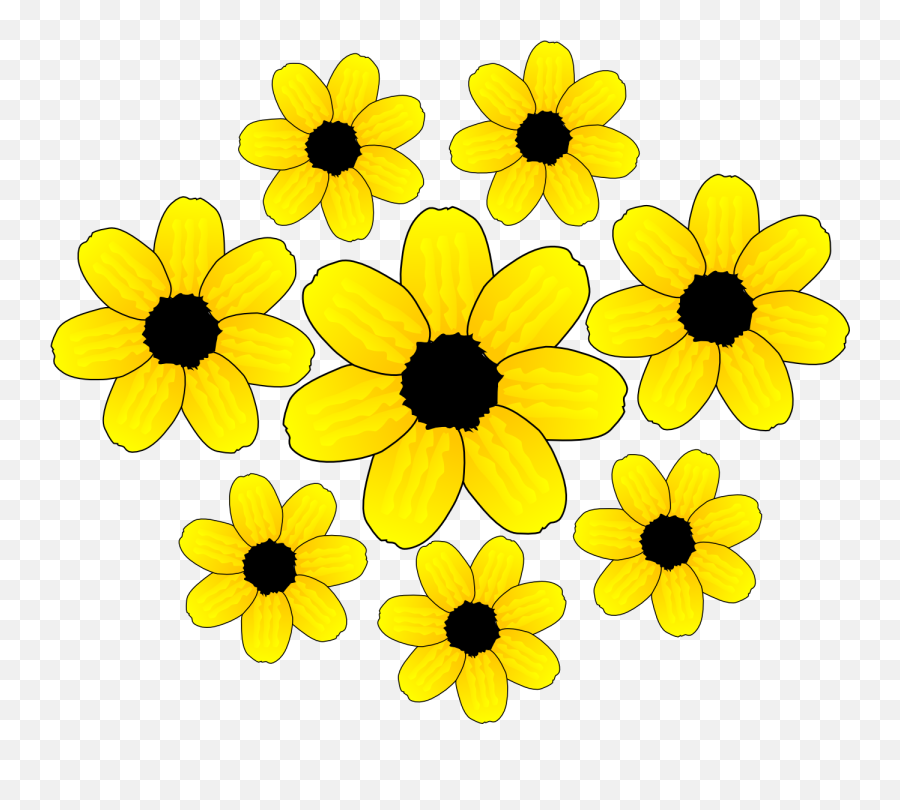 Yellow Flower Clip Art Flower Clipart Free Flower Clipart - Yellow Flowers Clipart Emoji,Flower Emoticons For Facebook