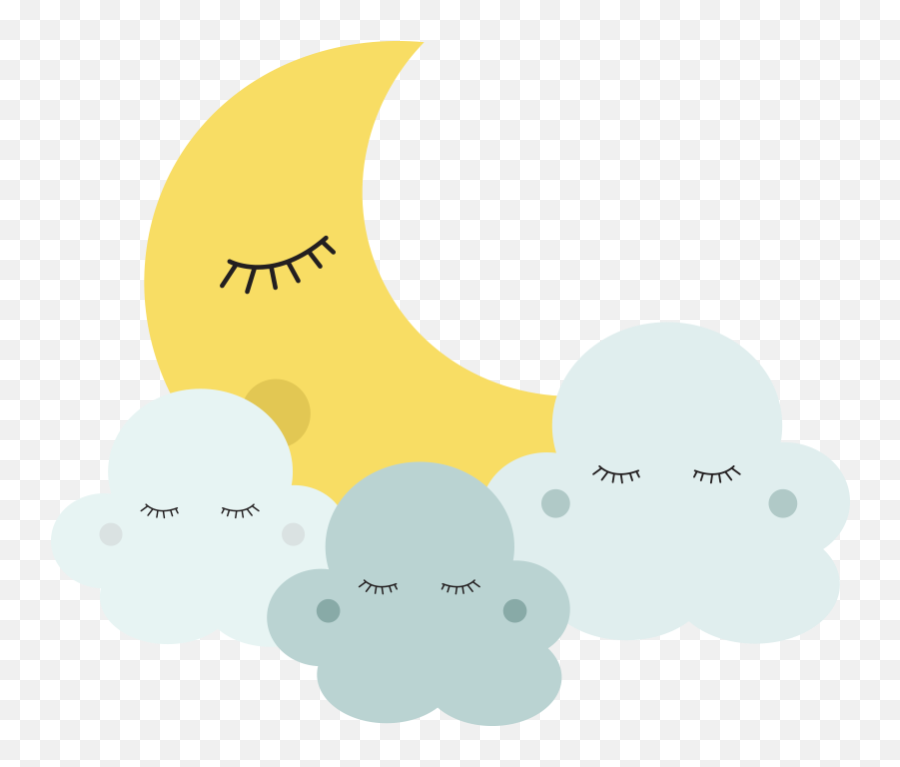 Happy Moon And Cloud Sleeping Illustration Wall Art - Celestial Event Emoji,Moon Love Fox Emoji