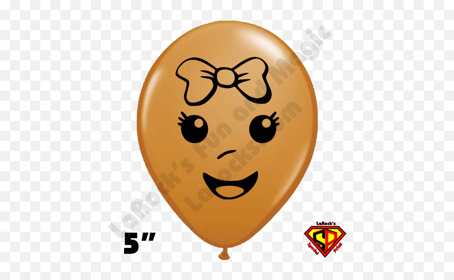 5 Inch Round Baby Girl Face Mocha Brown Balloon By Juan Gonzales Qualatex 100ct Emoji,Blushing Covering Face Emoticon