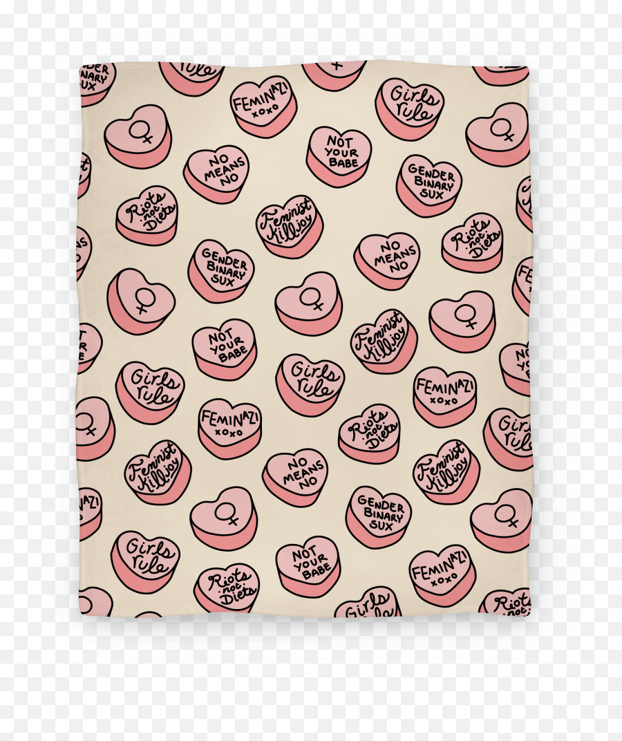 Feminist Conversation Hearts Blanket - Happy Emoji,Cat And Blanket Emoticon