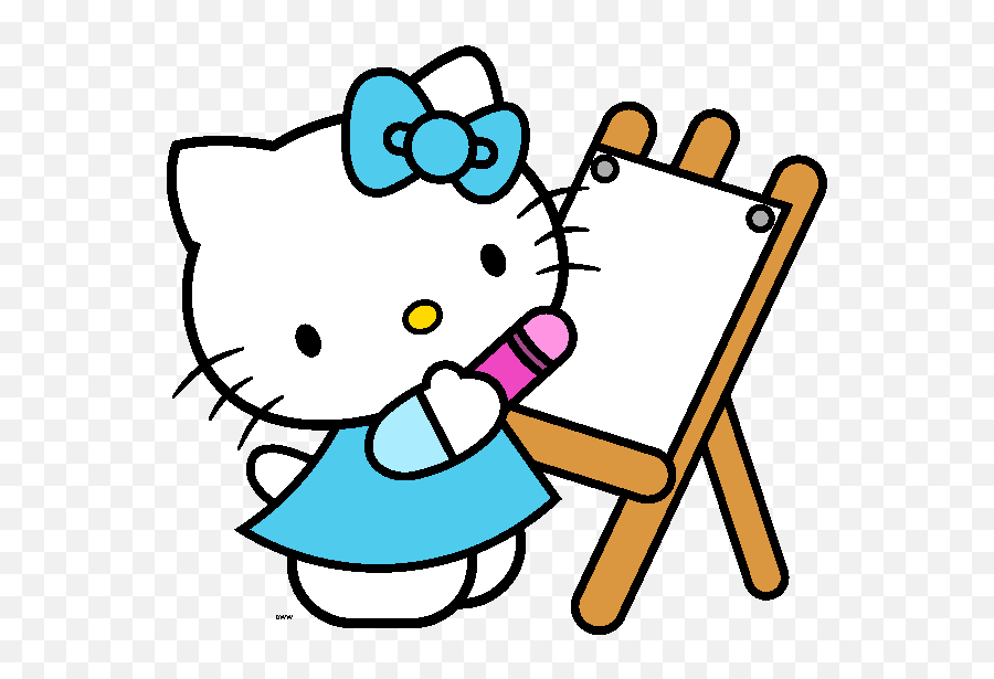 Hello Kitty Clipart - Hello Kitty Writing Clipart Emoji,Hello Kitty Happy Birthday Emoticon