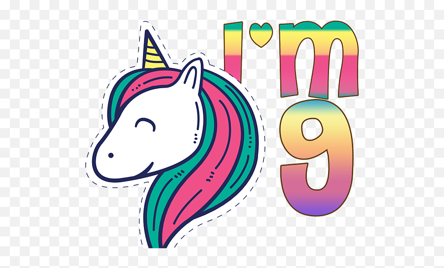 Im 9 Unicorn Birthday Adult Pull - Drawing Emoji,Its My Ninth Birtday Emotion Icon Shirt