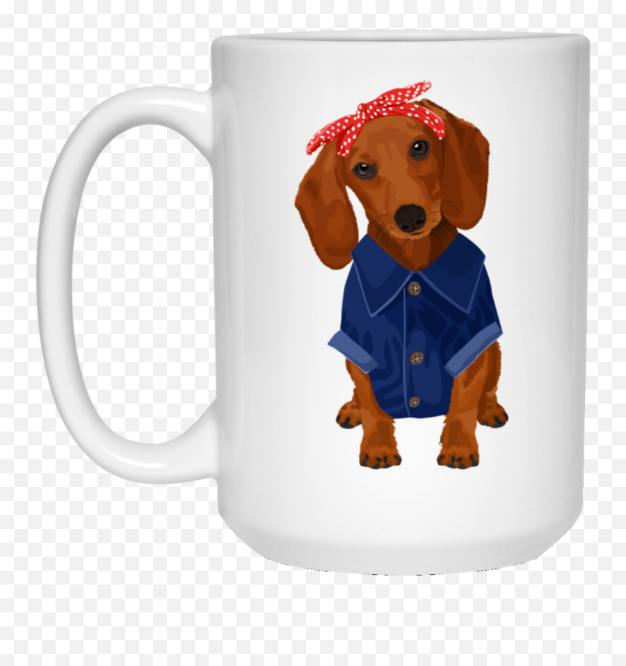 Dachshund Brown Dog Rosie The Riveter Mugs - Beautiful Mug Emoji,Rosie The Riveter Emoji