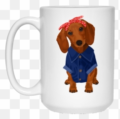 Dachshund Brown Dog Rosie The Riveter Mugs - Beautiful Mug Emoji,Rosie The Riveter Emoji