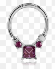 Stainless Steel Hinged Septum Clicker With Gems U2013 Arctic Buffalo Emoji,Ruby Emoji Gem