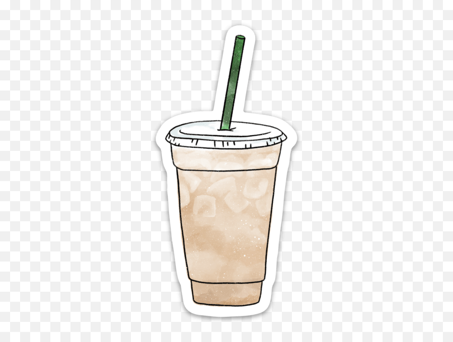 Watercolor Iced Chai Latte Sticker 4x2 In Emoji,Rubbing Emoji