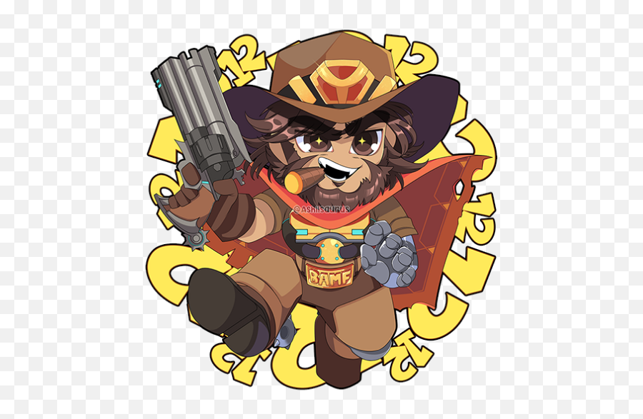 Overwatch Mccree Overwatchmccree Sticker By Sbevex - Fictional Character Emoji,Cowboy Gun Emoji