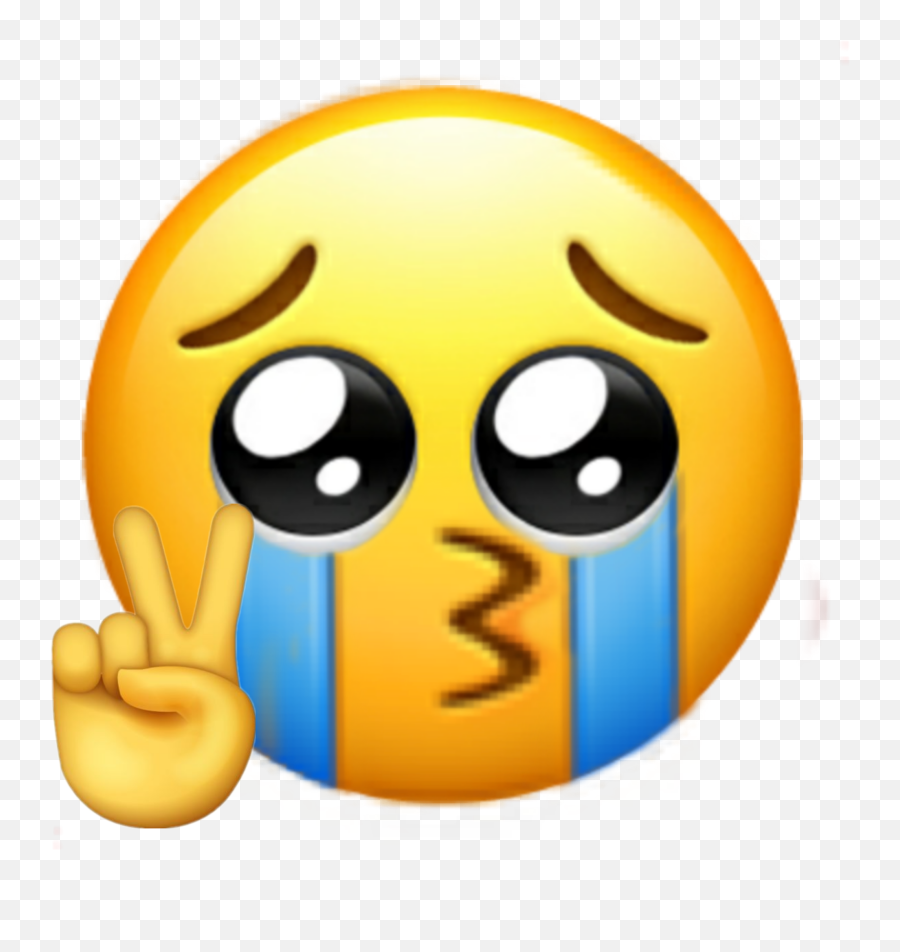 Emoji Yolo Sadbutpeace Sticker - Peace Sign Crying Emoji,Yolo Emoticon