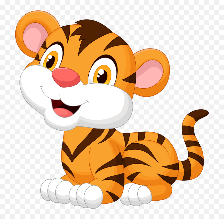 Clipart Elephant Tiger Clipart - Cartoon Cute Baby Tiger Emoji,Lion Tiger Crocodile Emoji