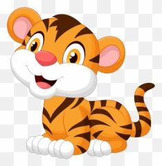 Clipart Elephant Tiger Clipart - Cartoon Cute Baby Tiger Emoji,Lion Tiger Crocodile Emoji
