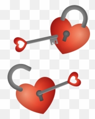 Hearts Red Love Lock Key Sticker - Language Emoji,Lock Key Emoji Transparent